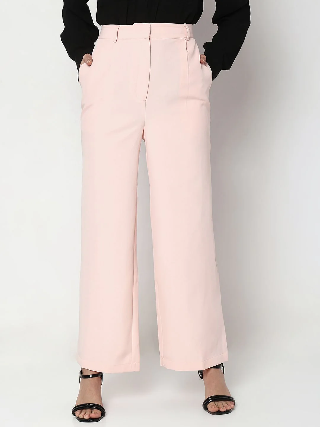 Pink High Rise Wide Leg Pants - Image 2
