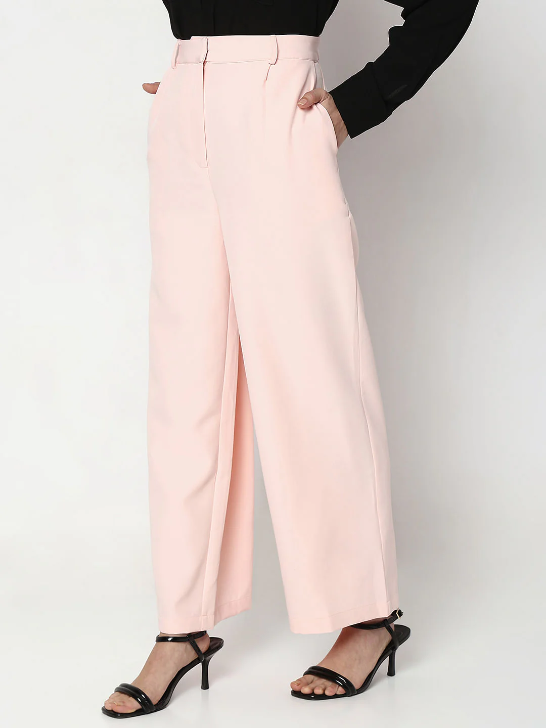 Pink High Rise Wide Leg Pants - Image 3