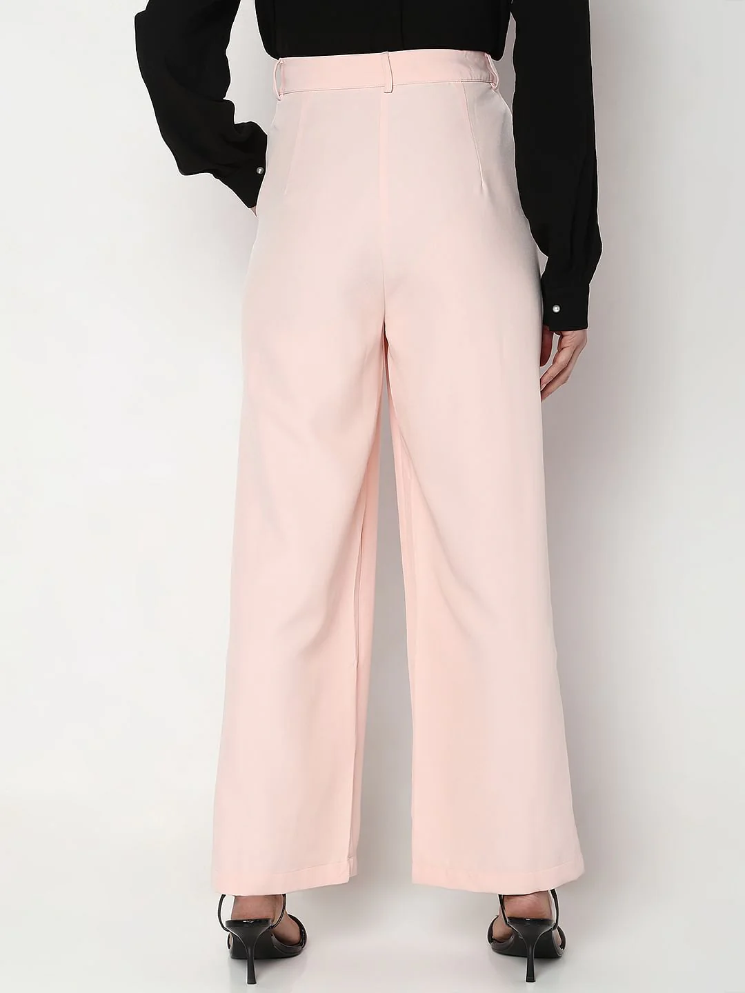 Pink High Rise Wide Leg Pants - Image 4