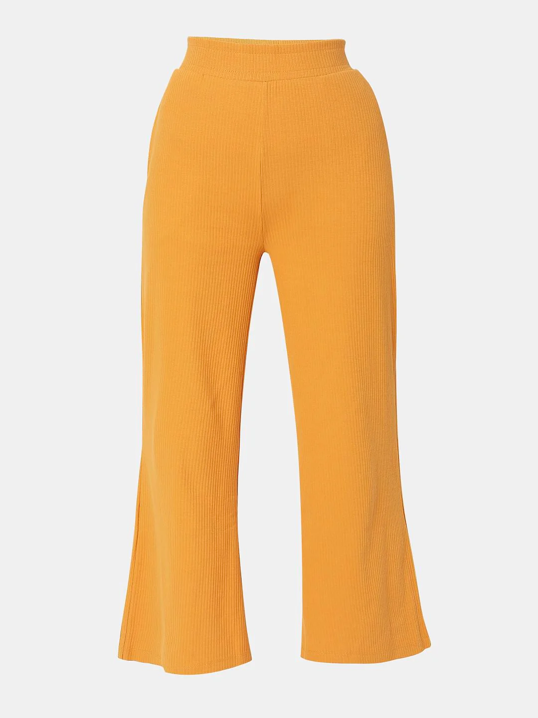 Orange High Rise Ribbed Wide Leg Pants - Image 6