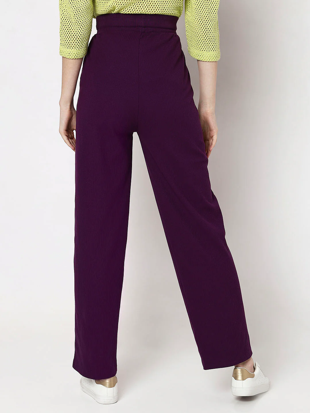 Purple High Rise Knitted Pants - Image 4