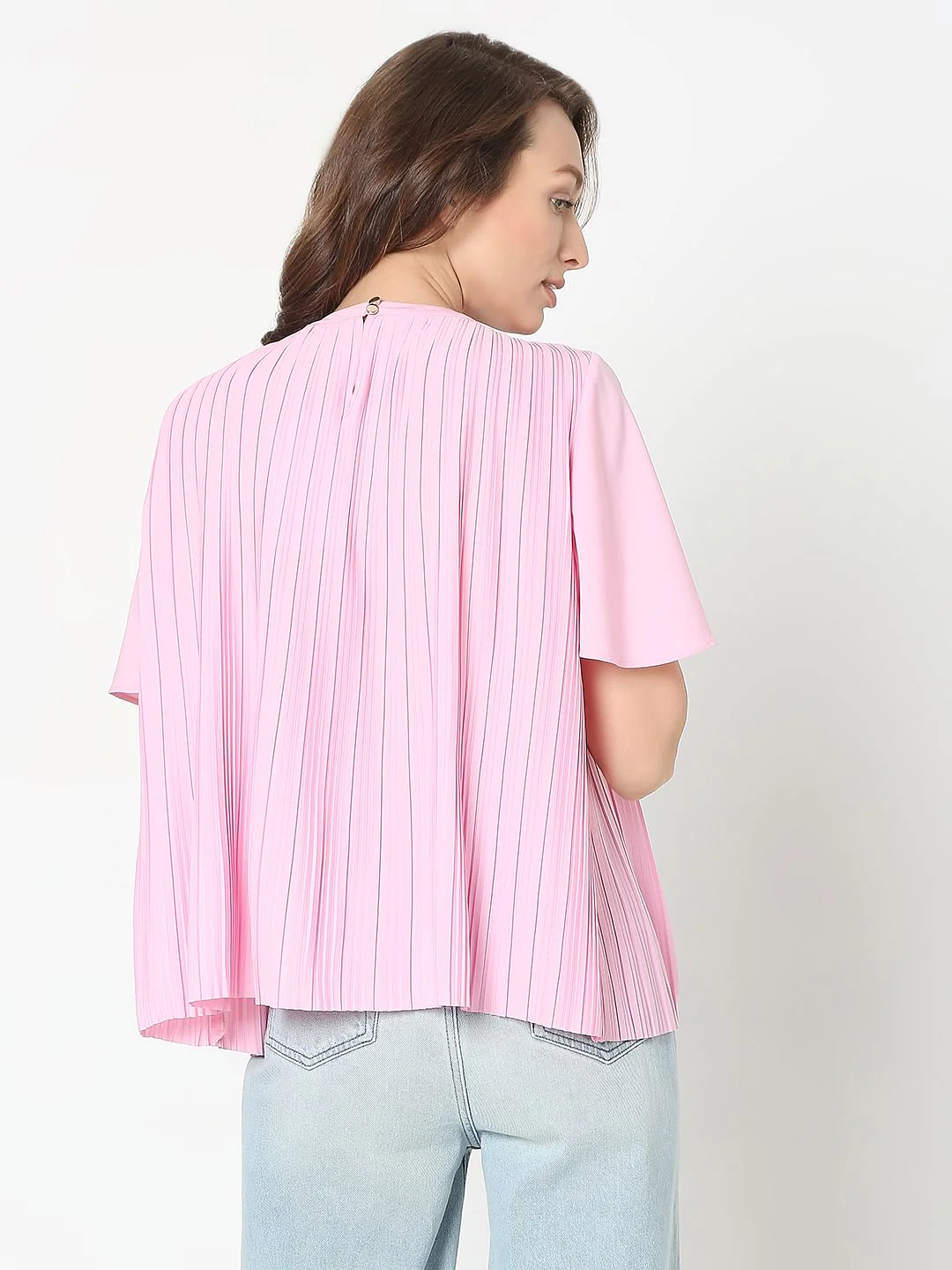 Pink Pleated Flared Top - Image 4