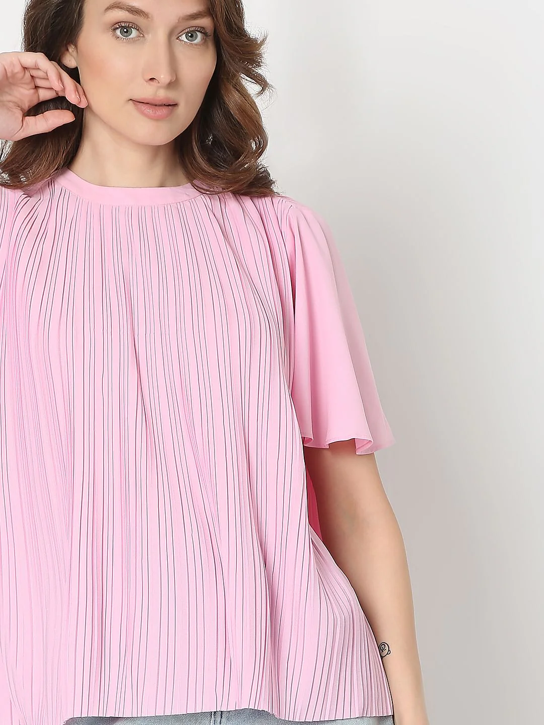 Pink Pleated Flared Top - Image 6