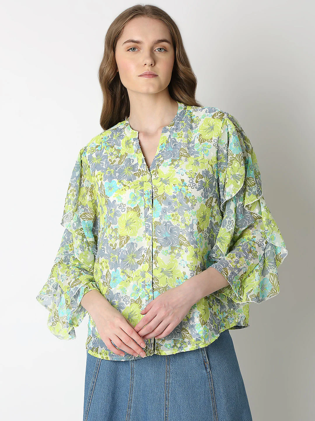 Green Floral Print Top - Image 2