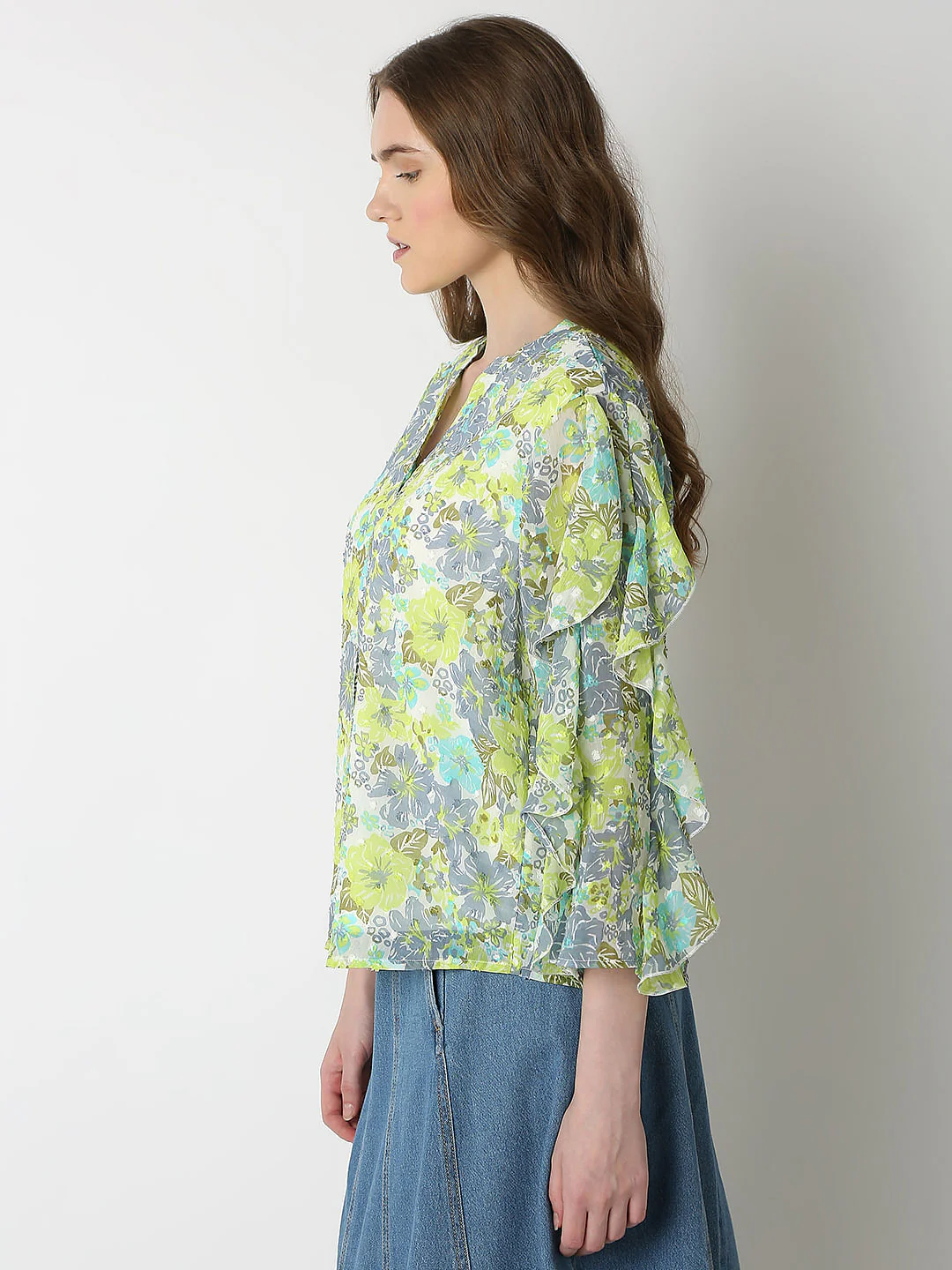 Green Floral Print Top - Image 3