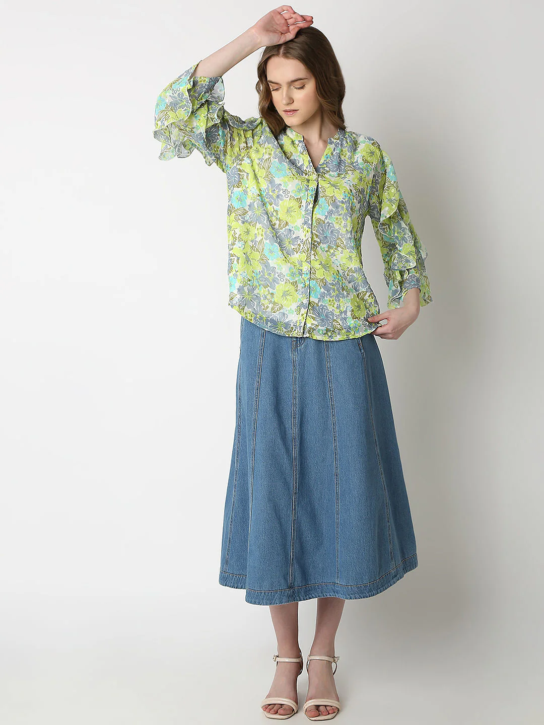 Green Floral Print Top - Image 5