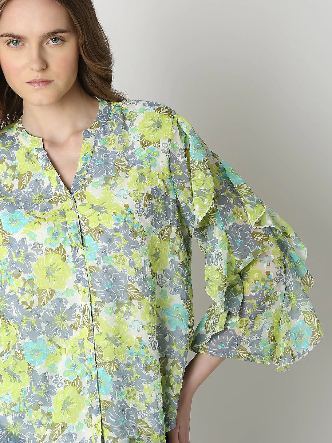 Green Floral Print Top - Image 6