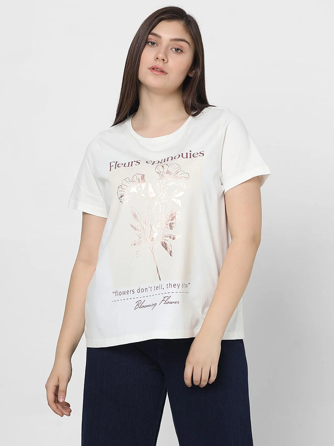 Curve White Foil Print T-Shirt - Image 2