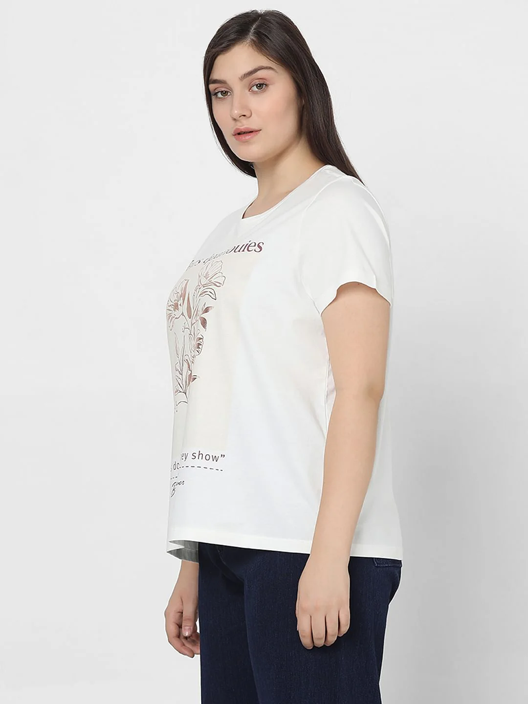 Curve White Foil Print T-Shirt - Image 3