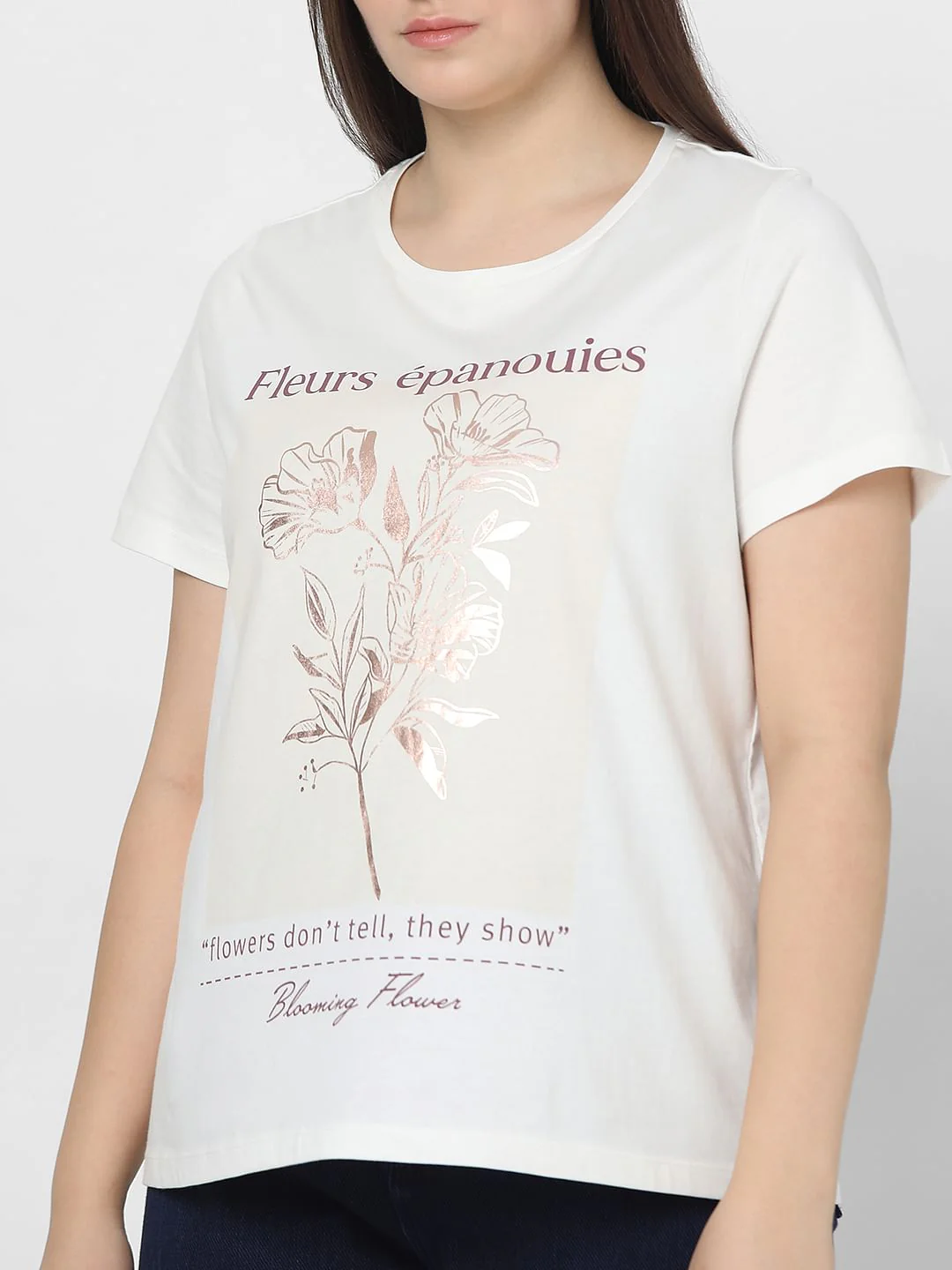 Curve White Foil Print T-Shirt - Image 6