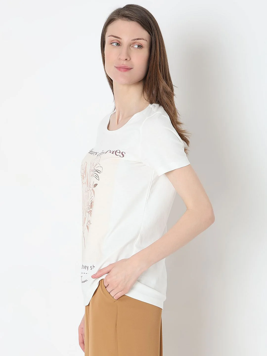 White Floral Print T-Shirt - Image 3