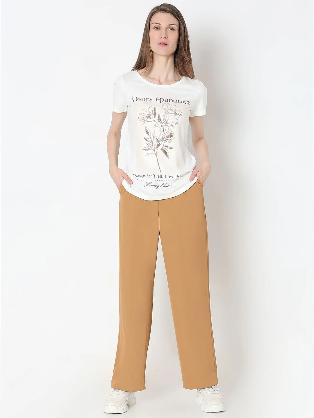 White Floral Print T-Shirt - Image 5