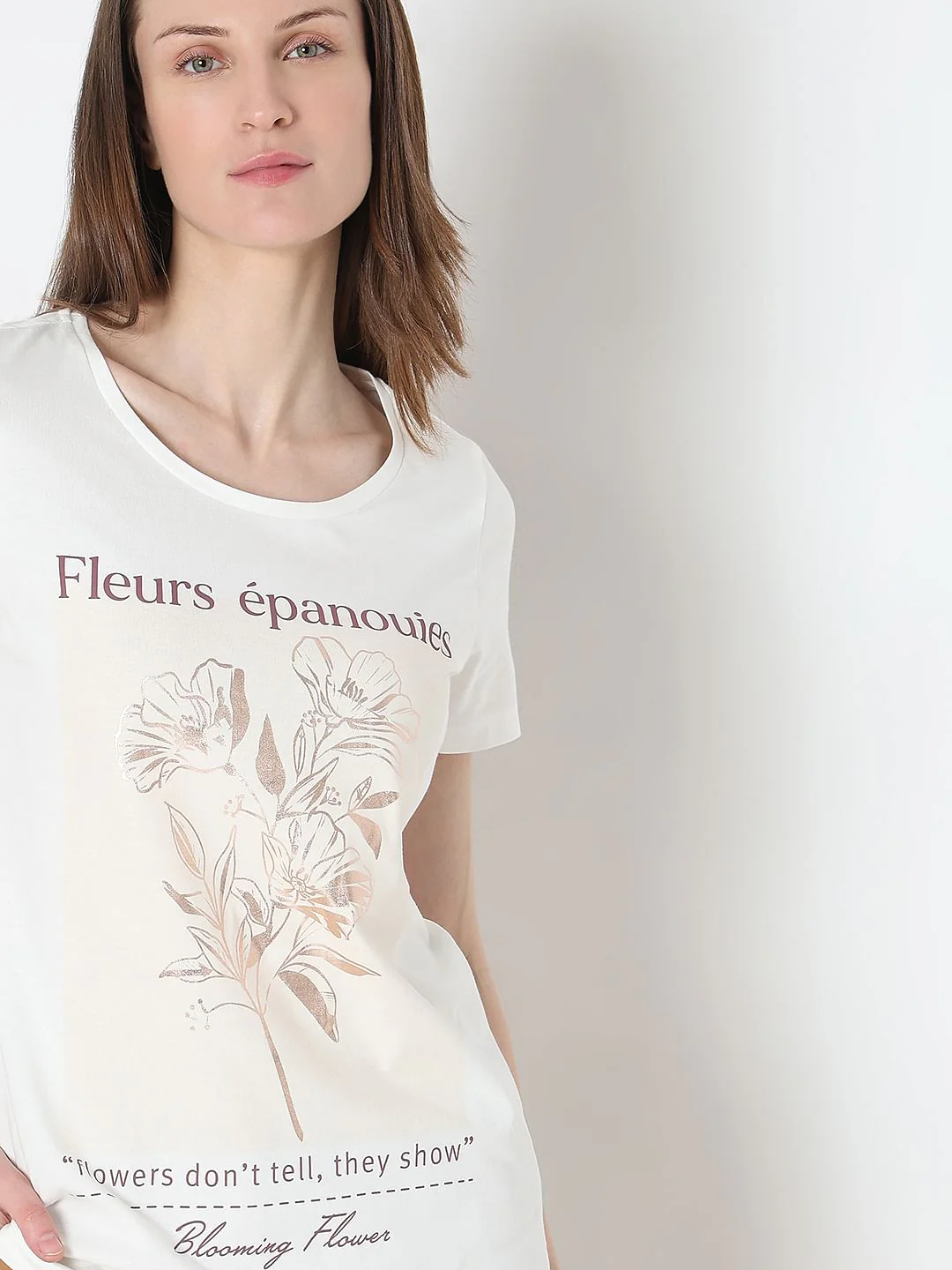 White Floral Print T-Shirt - Image 6