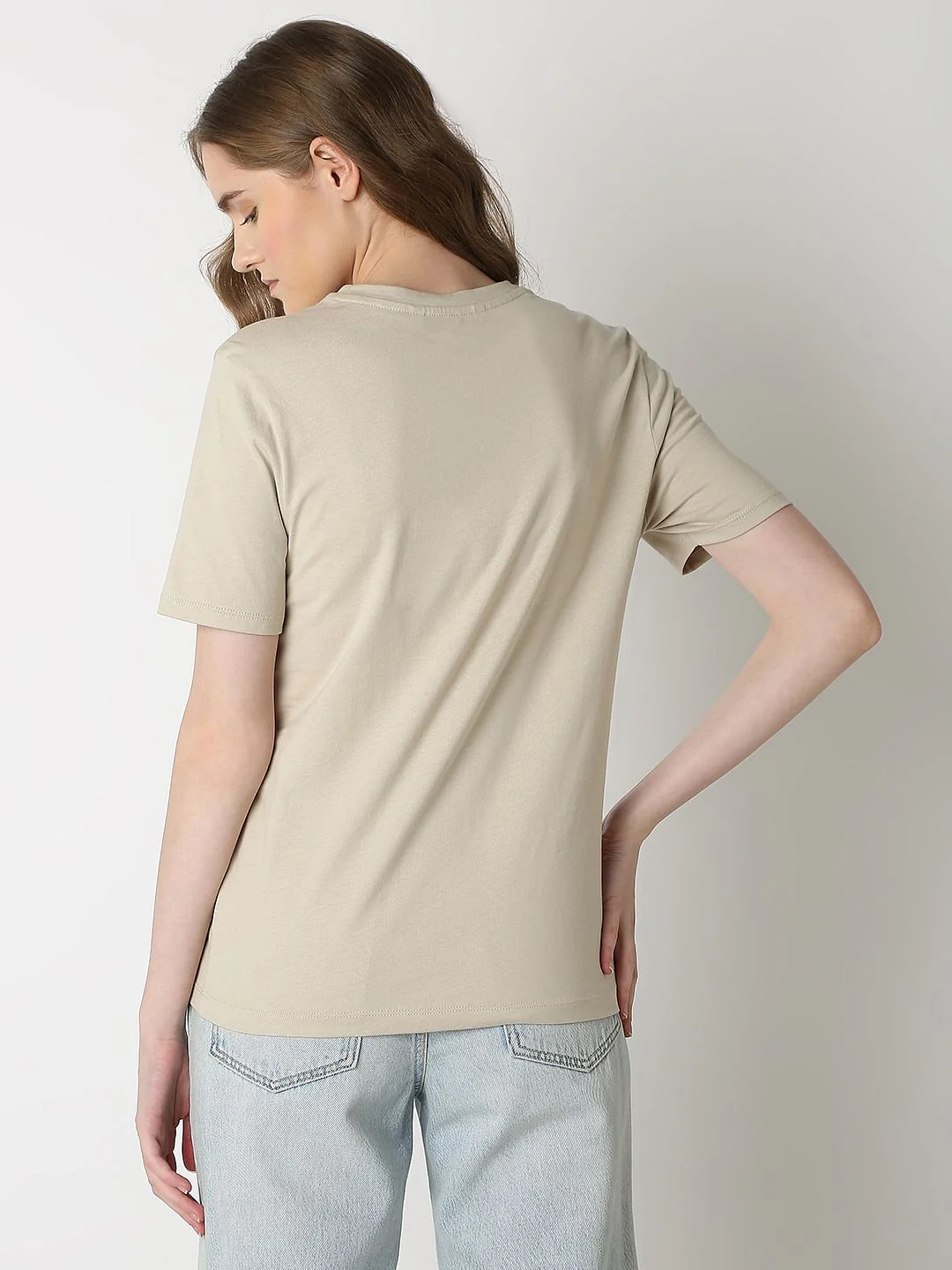 Beige Abstract Print T-Shirt - Image 4