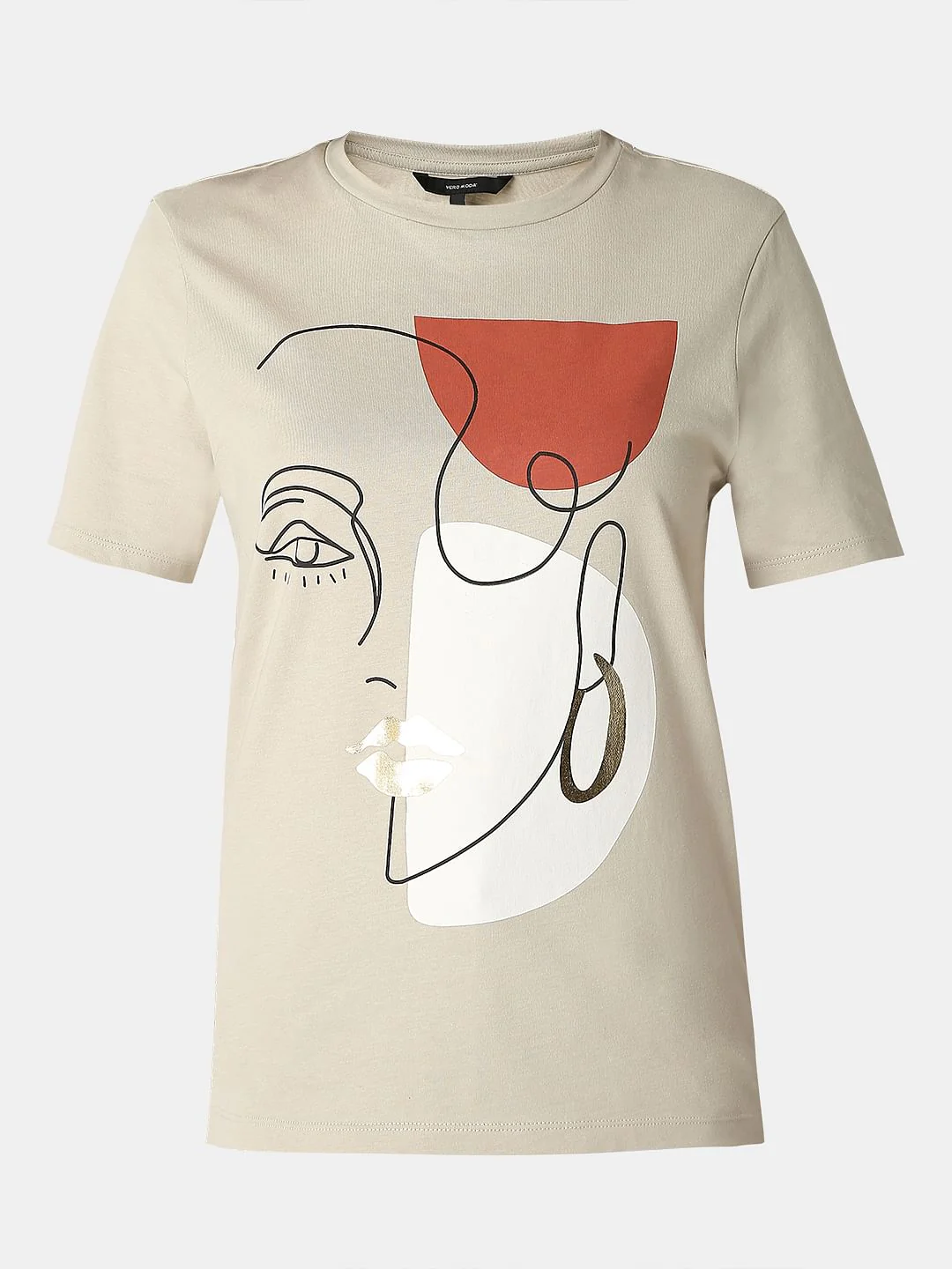 Beige Abstract Print T-Shirt - Image 7