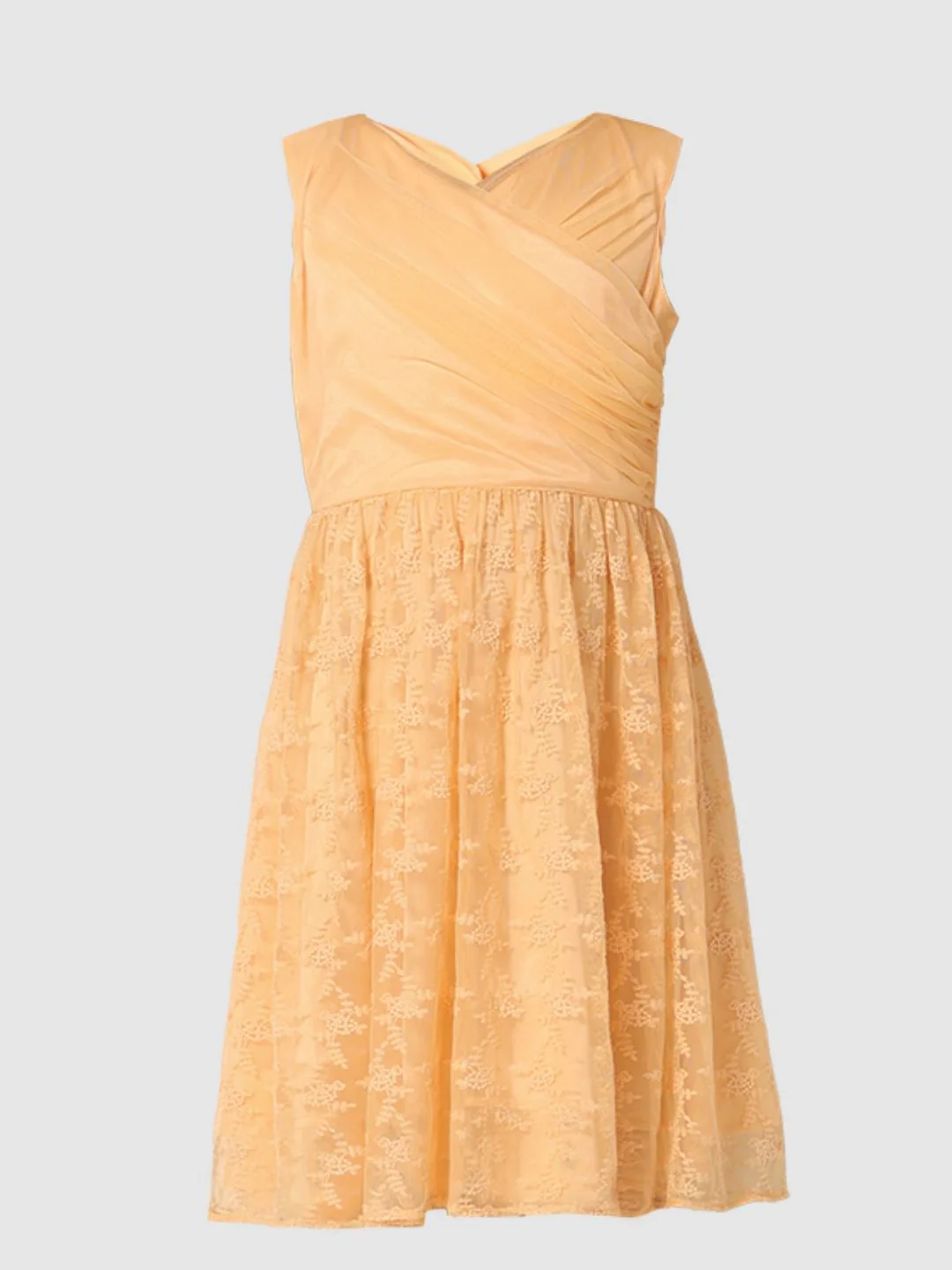 Girls Peach Fit & Flare Party Dress - Image 6