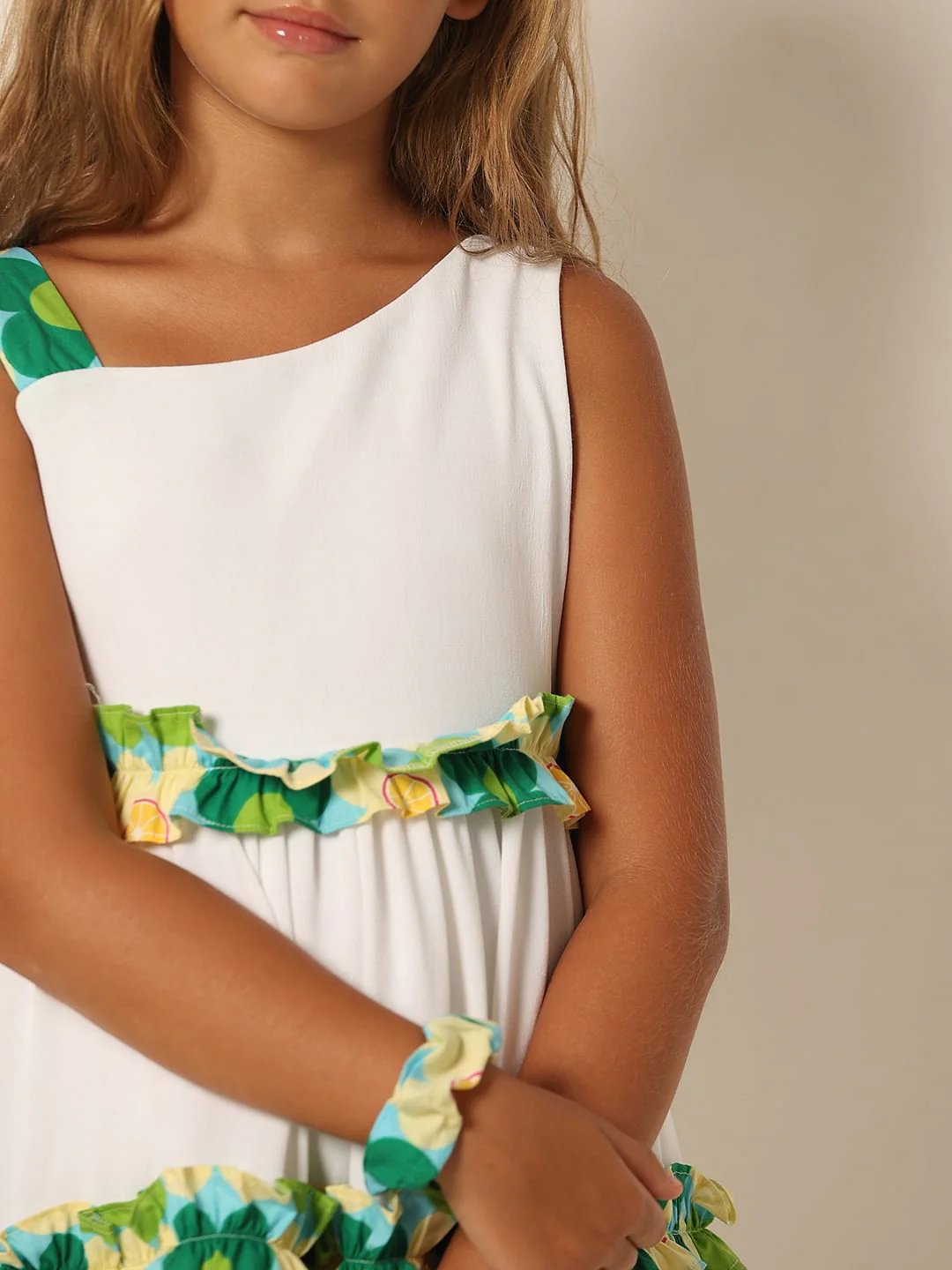 Girls White Tiered Fit & Flare Dress - Image 4
