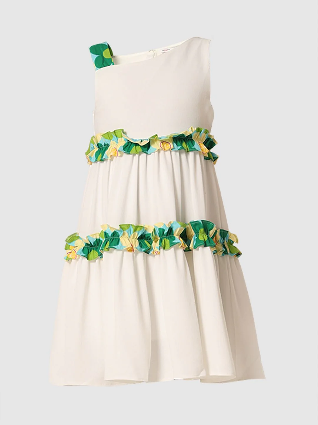 Girls White Tiered Fit & Flare Dress - Image 6
