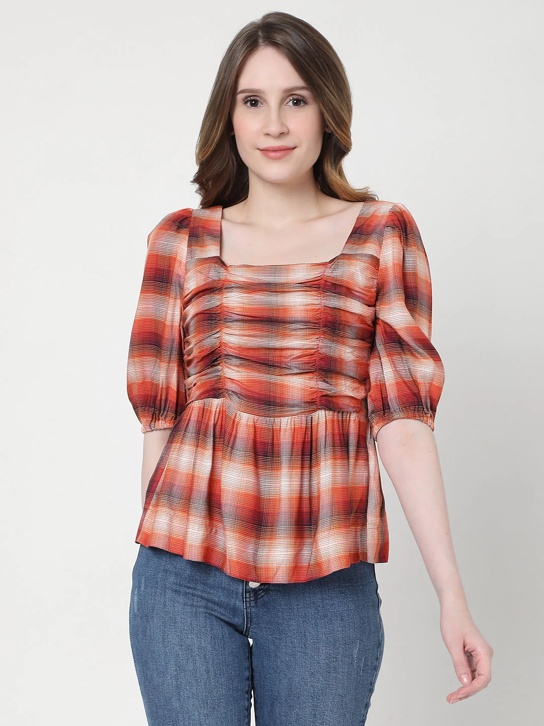 Orange Check Top - Image 2