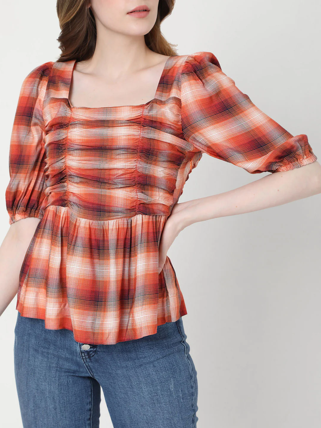 Orange Check Top - Image 6