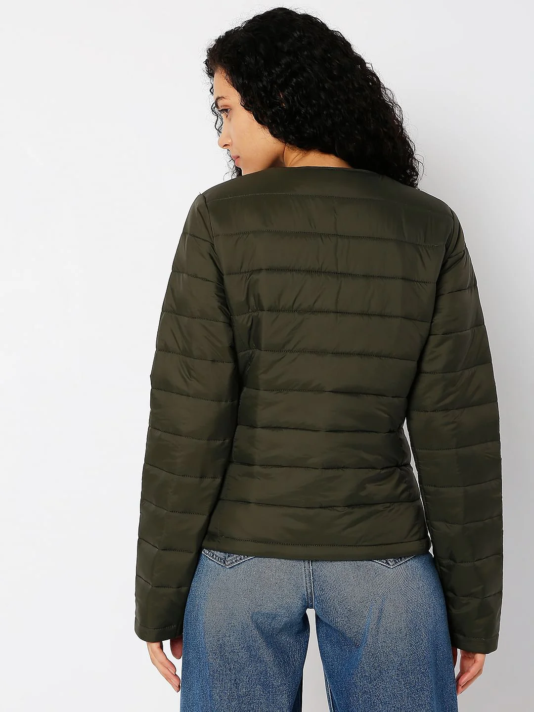 Dark Olive Padded Jacket - Image 3