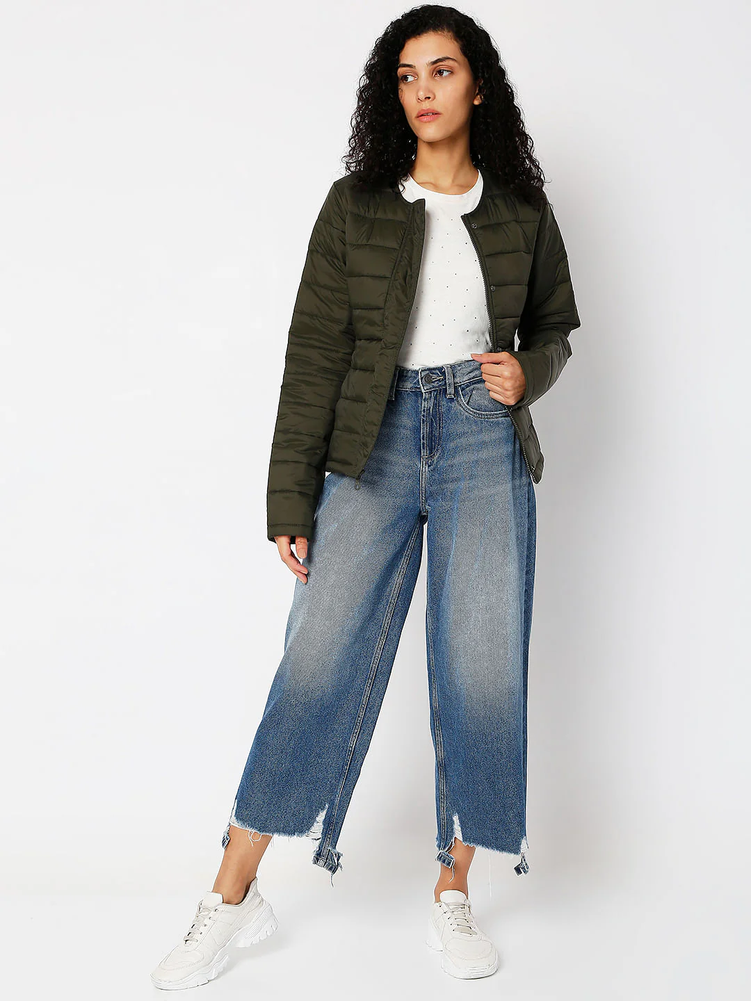 Dark Olive Padded Jacket - Image 4