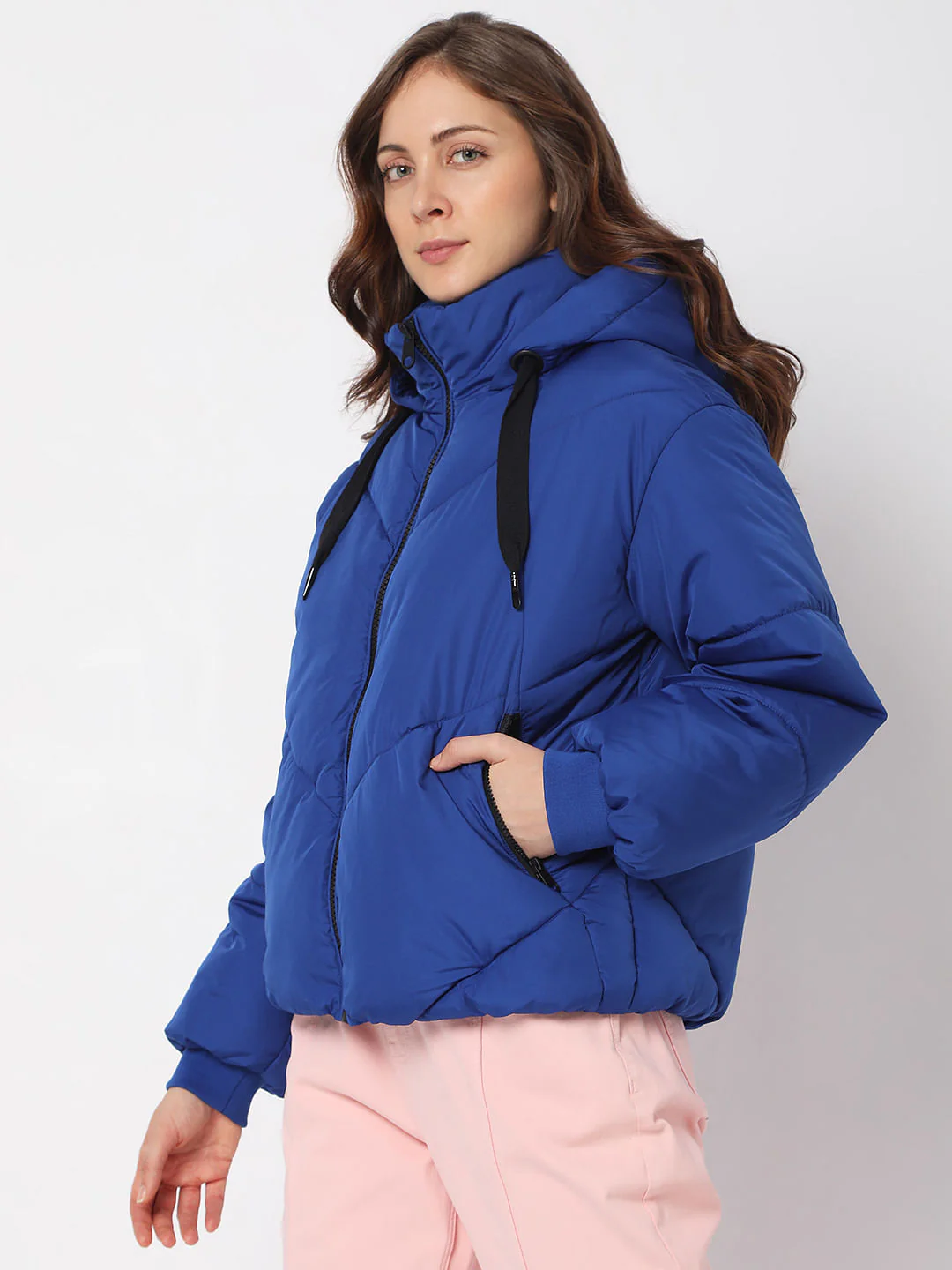 Blue Hooded Puffer Jacket - Image 3