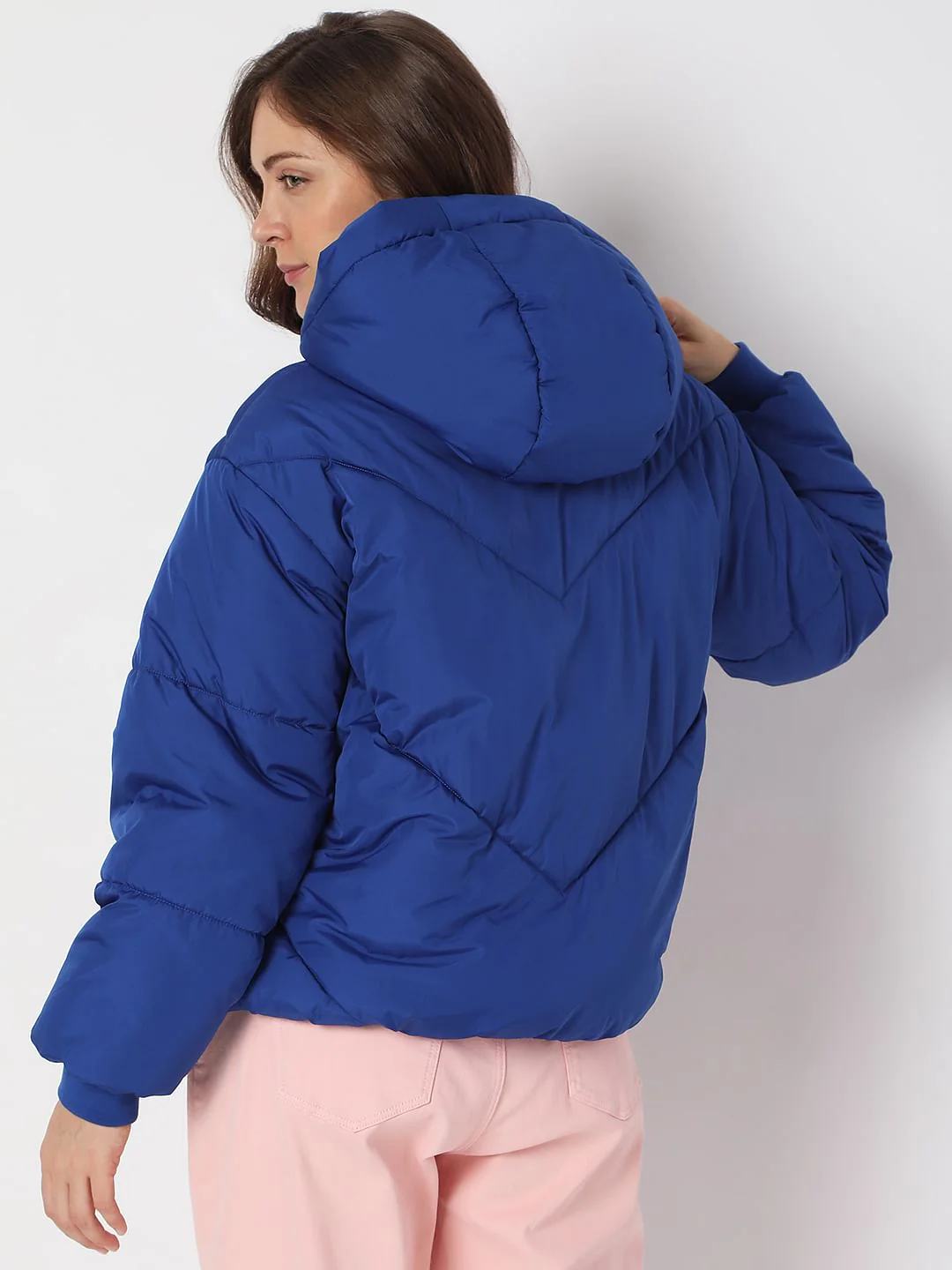 Blue Hooded Puffer Jacket - Image 4