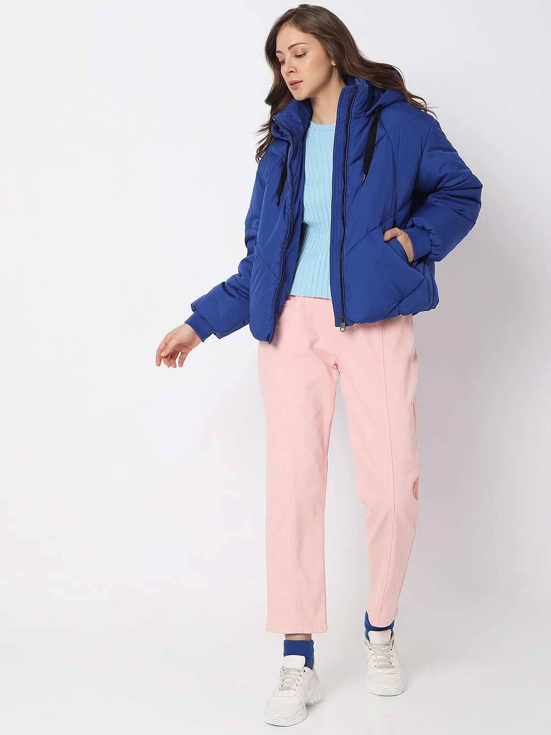 Blue Hooded Puffer Jacket - Image 5