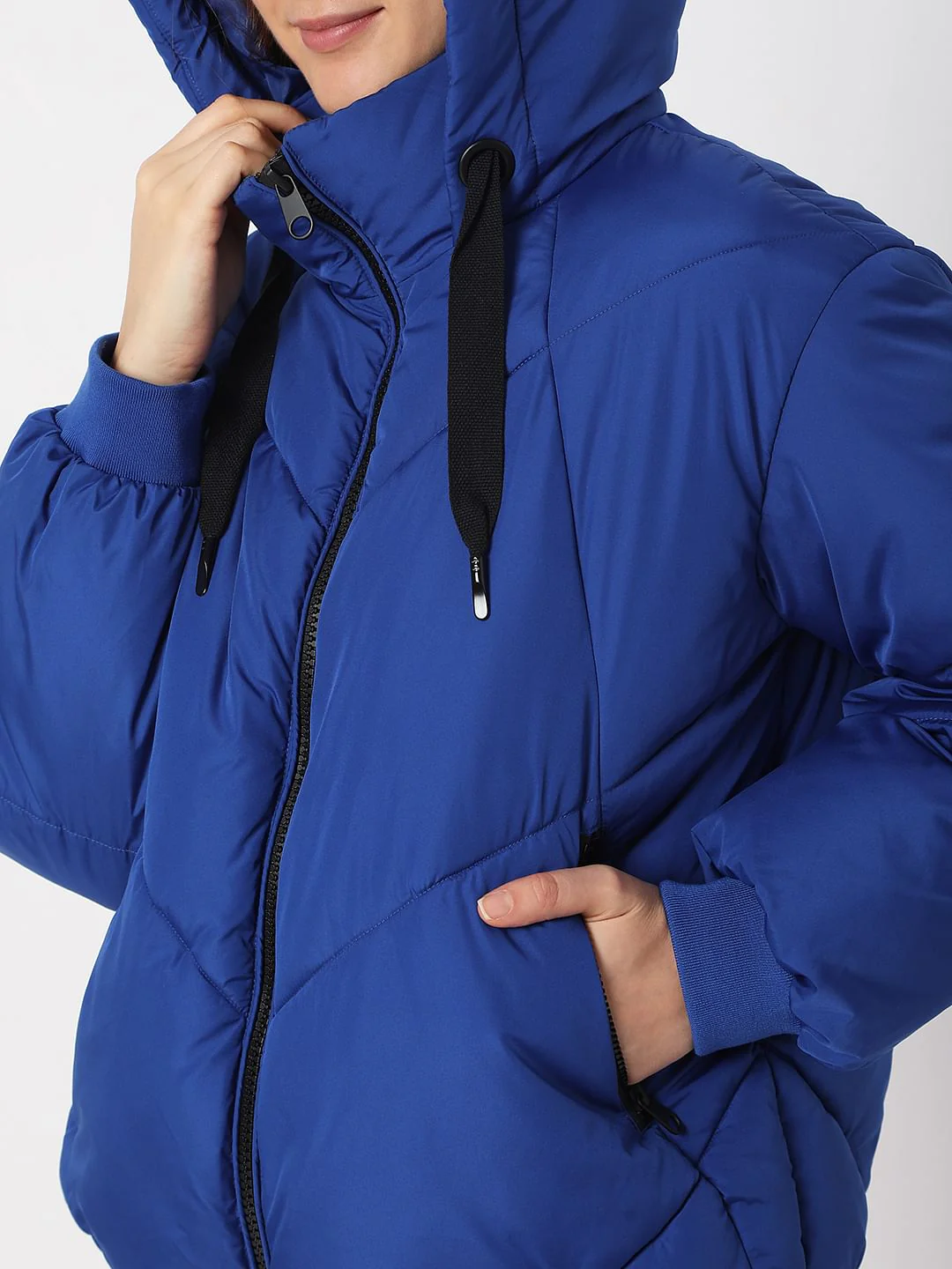 Blue Hooded Puffer Jacket - Image 6