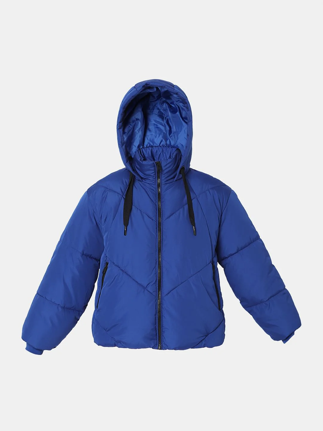 Blue Hooded Puffer Jacket - Image 7