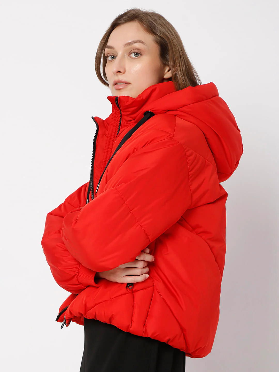 Red Hooded Puffer Jacket - Image 3