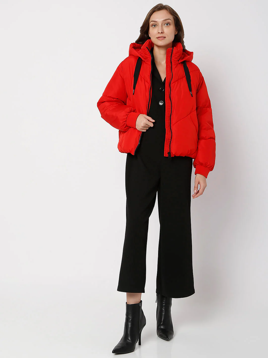 Red Hooded Puffer Jacket - Image 5