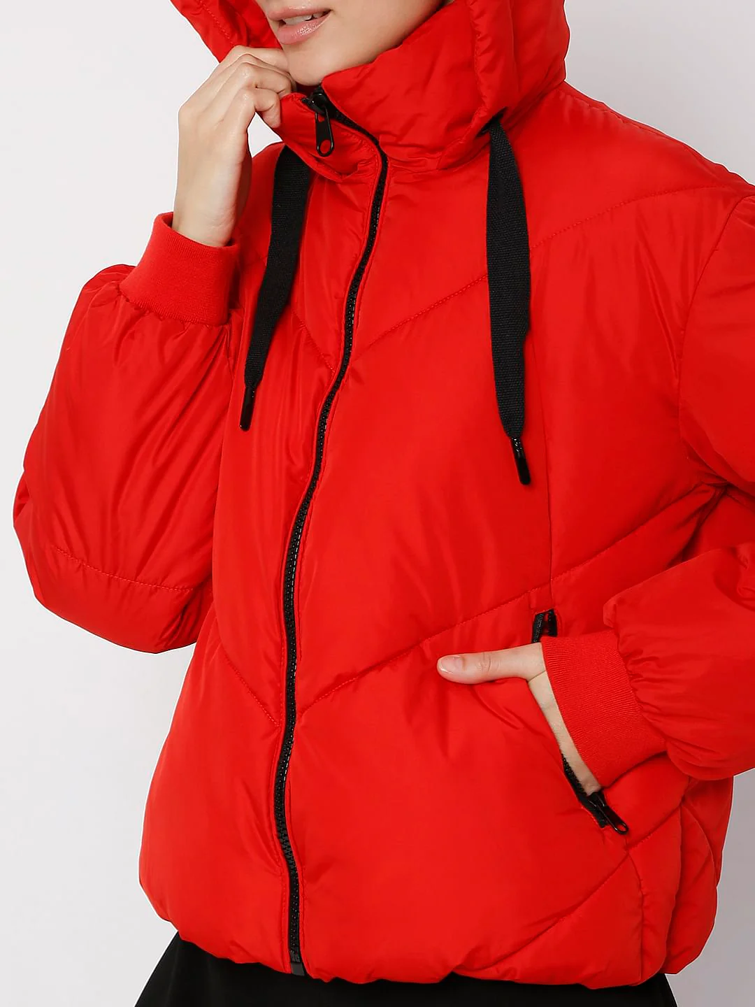 Red Hooded Puffer Jacket - Image 6