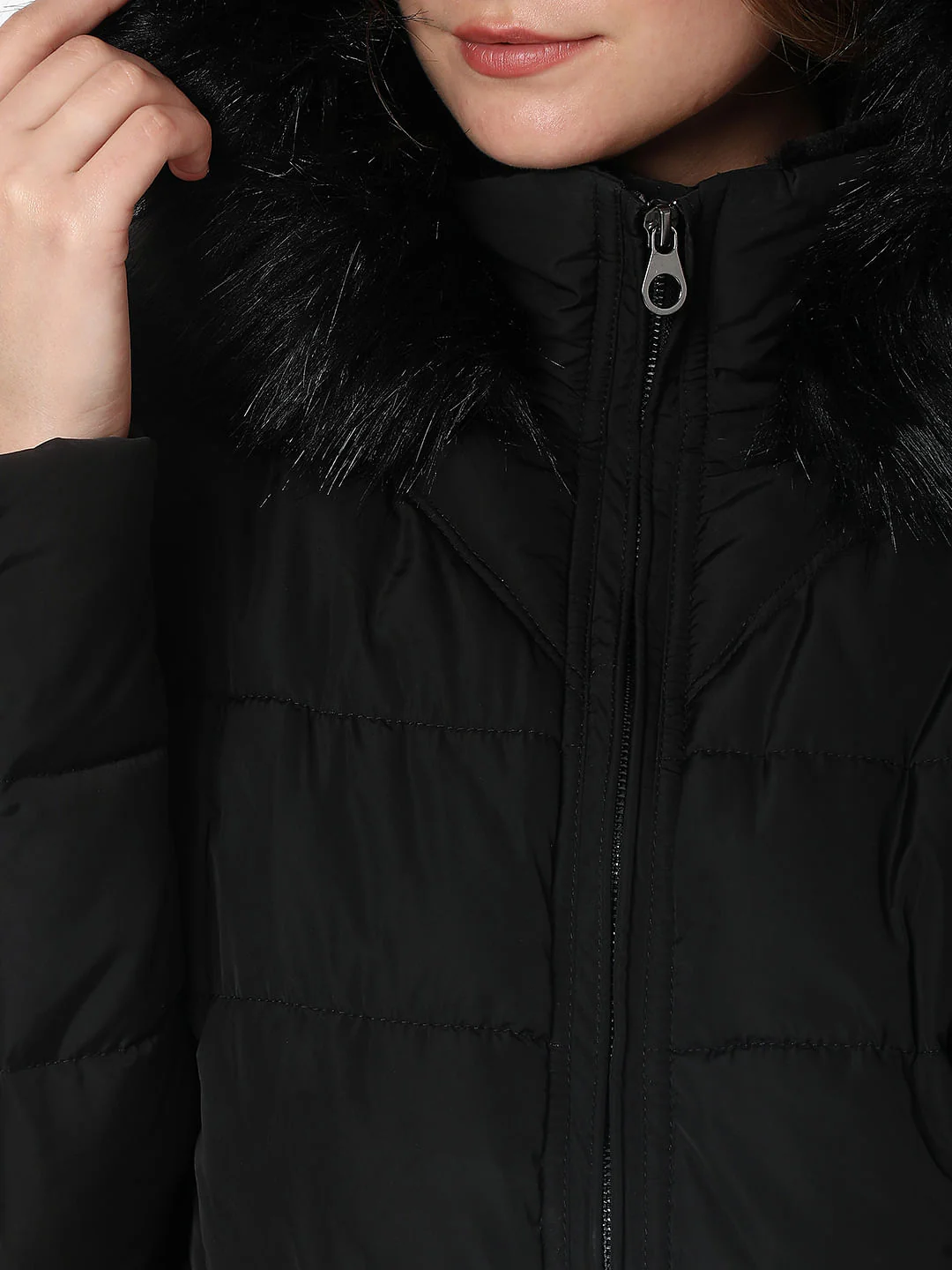 Black Quilted Puffer Jacket - Image 5