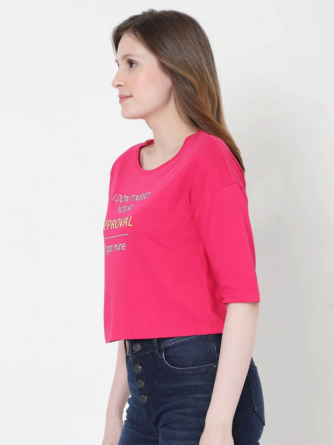 Pink Slogan Print T-Shirt - Image 2