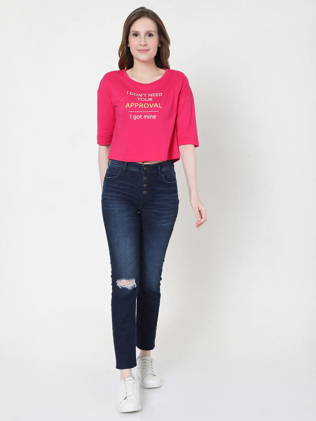 Pink Slogan Print T-Shirt - Image 4