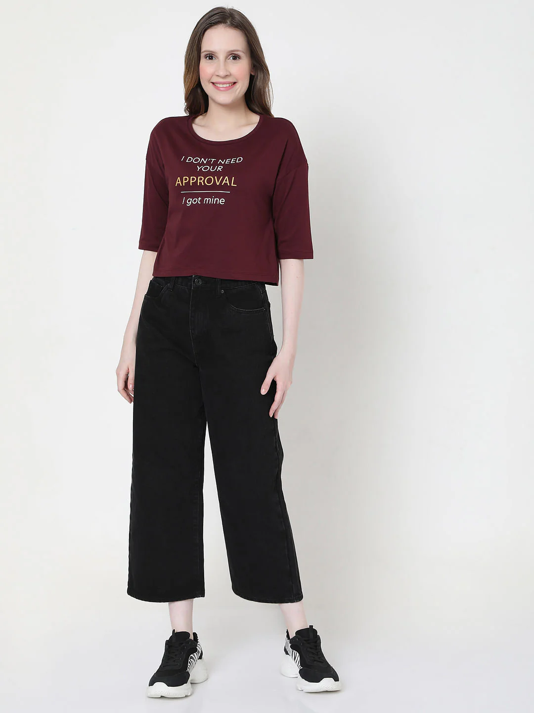Maroon Slogan Print T-Shirt - Image 4