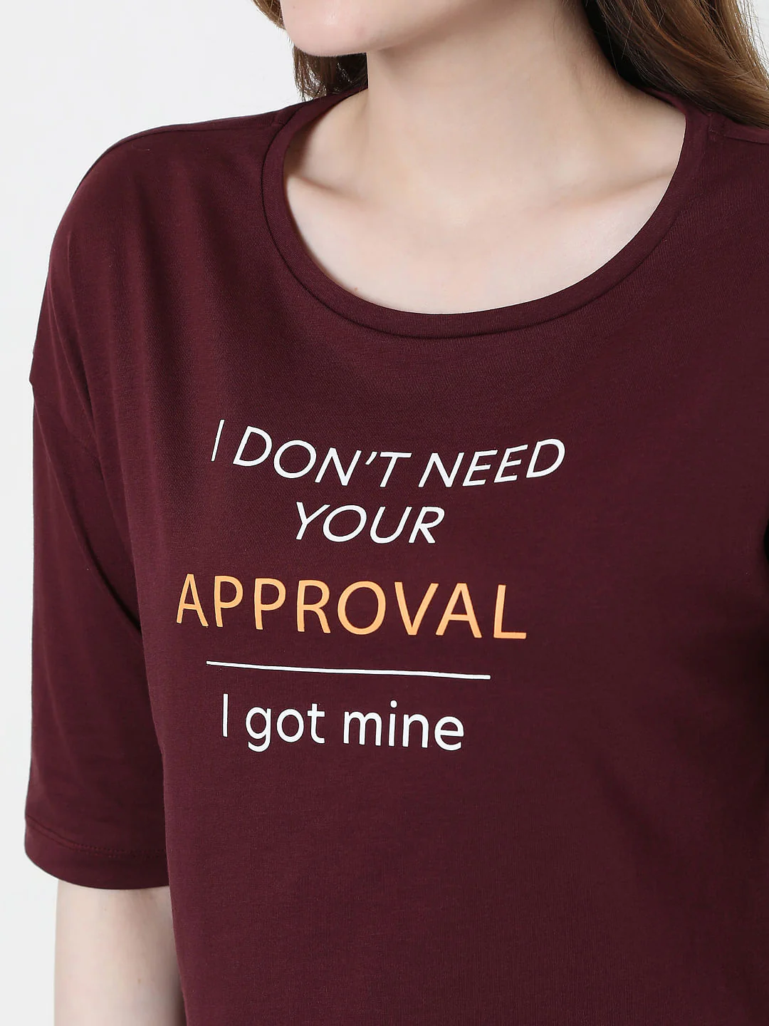 Maroon Slogan Print T-Shirt - Image 5