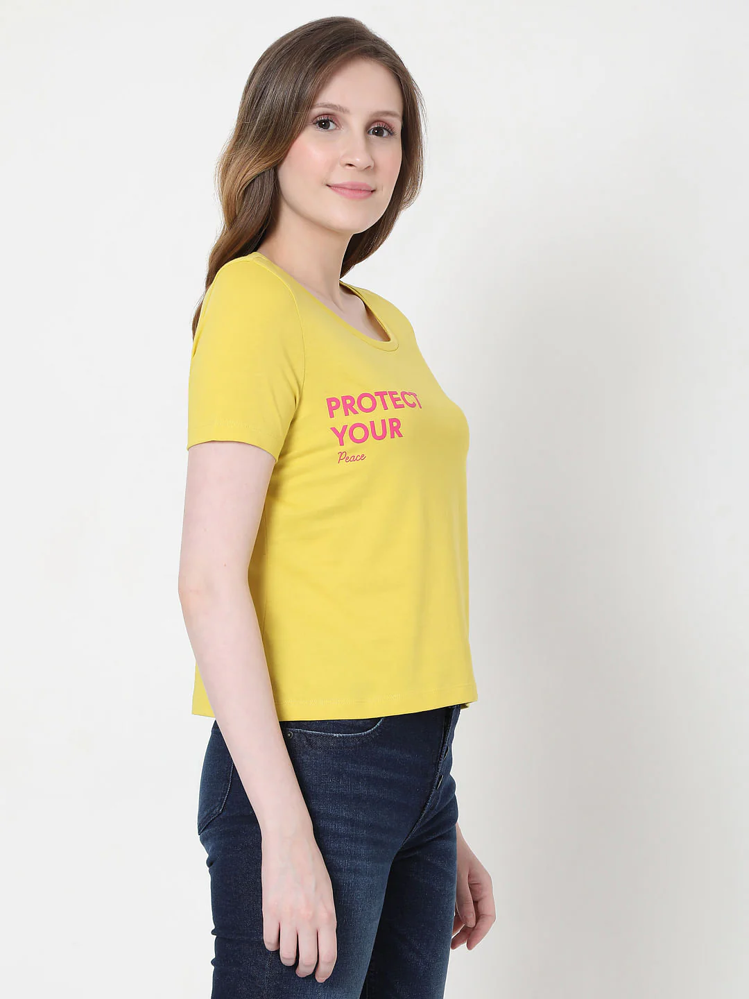 Yellow Slogan Print T-Shirt - Image 2
