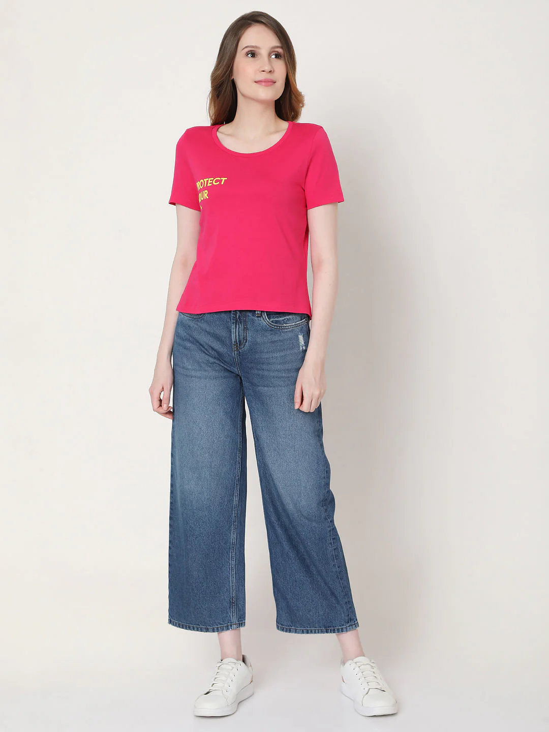 Pink Slogan Print T-Shirt - Image 4