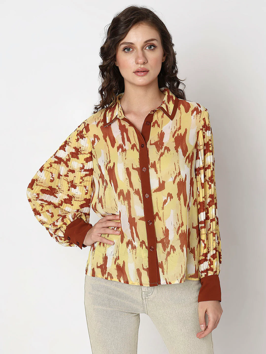 Yellow Abstract Print Shirt - Image 2