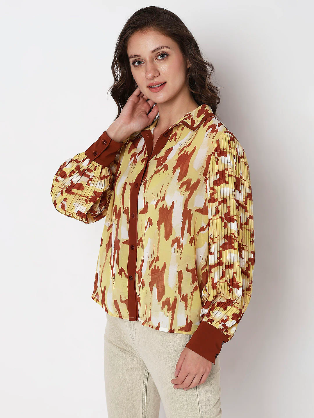 Yellow Abstract Print Shirt - Image 3