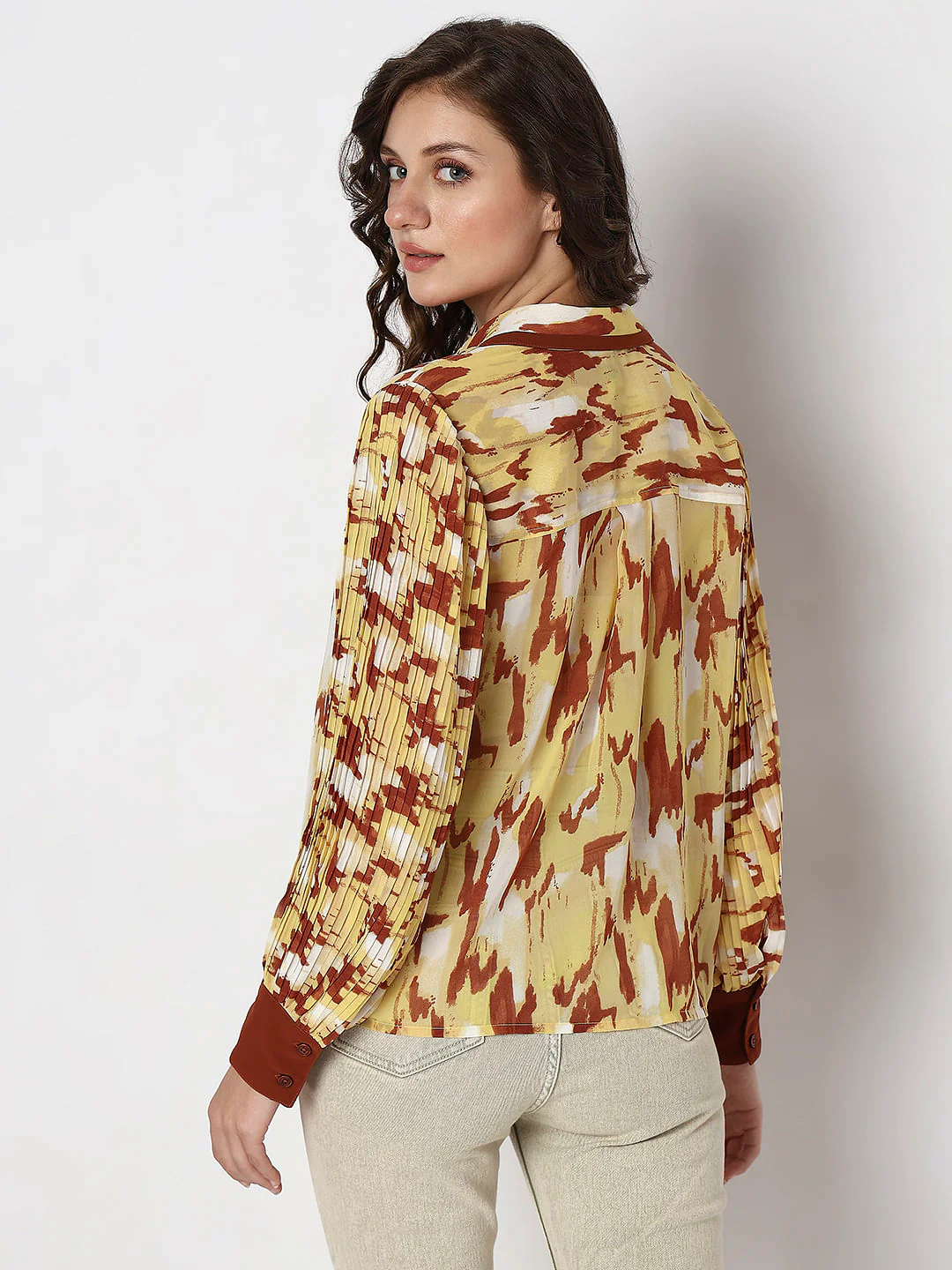 Yellow Abstract Print Shirt - Image 4