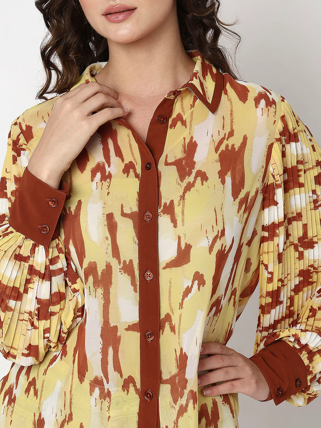 Yellow Abstract Print Shirt - Image 6