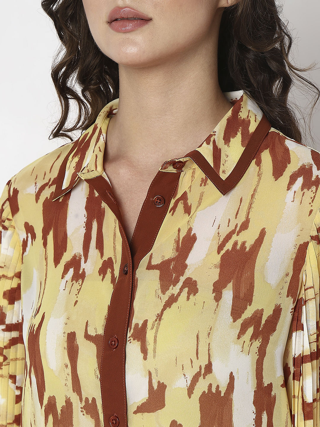 Yellow Abstract Print Shirt - Image 8