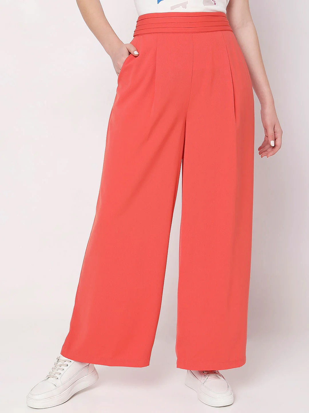 Orange High Rise Wide Leg Pants - Image 2