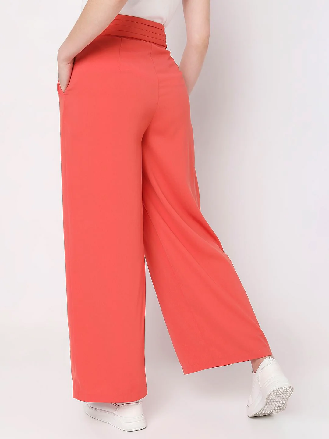 Orange High Rise Wide Leg Pants - Image 4