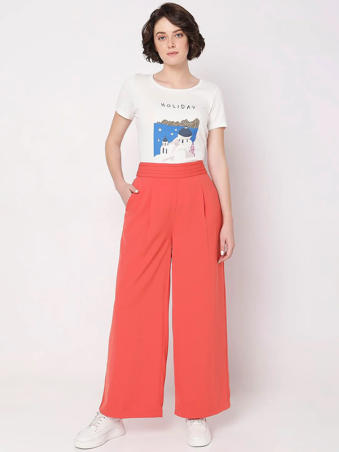 Orange High Rise Wide Leg Pants - Image 6
