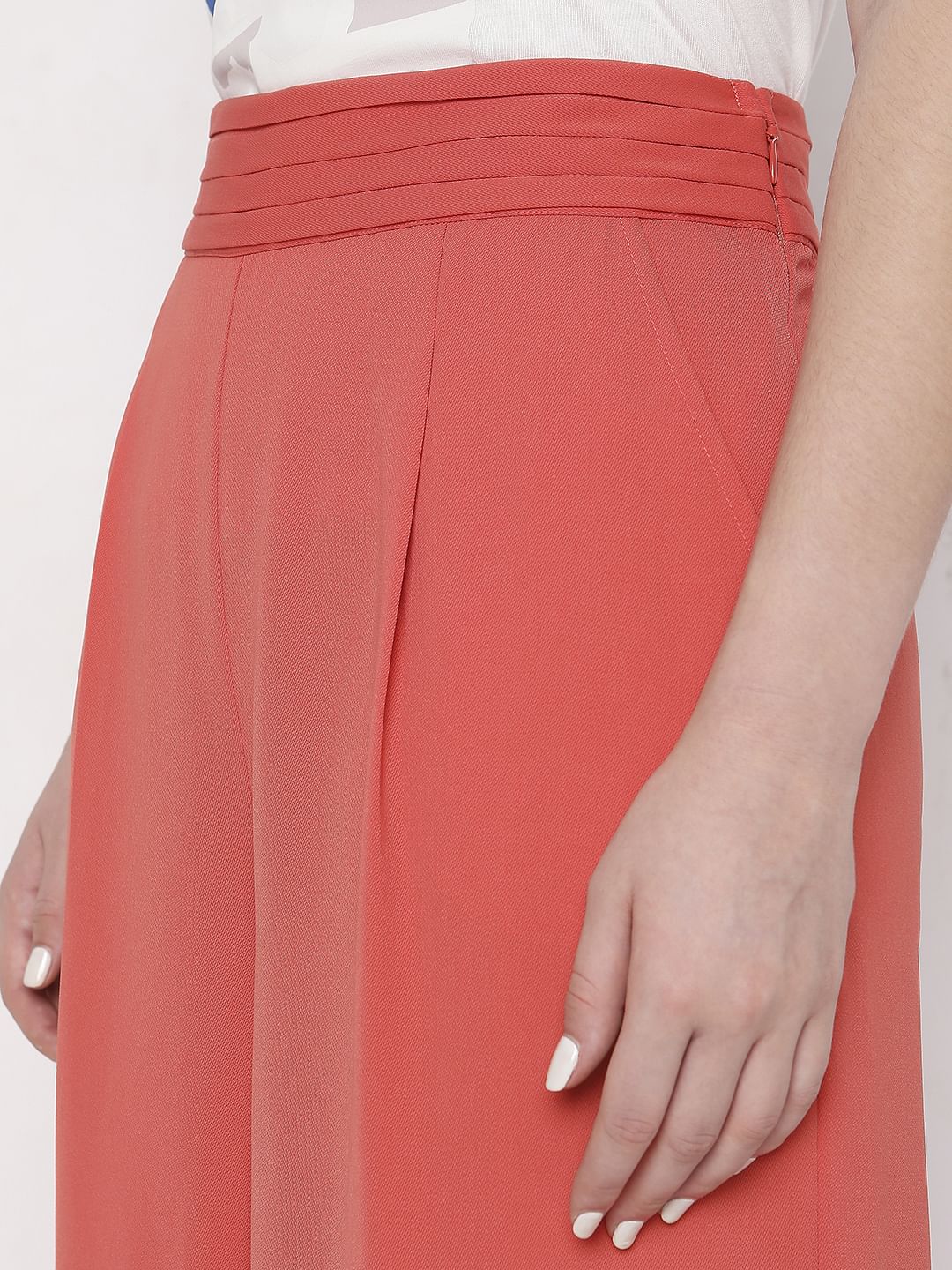 Orange High Rise Wide Leg Pants - Image 8